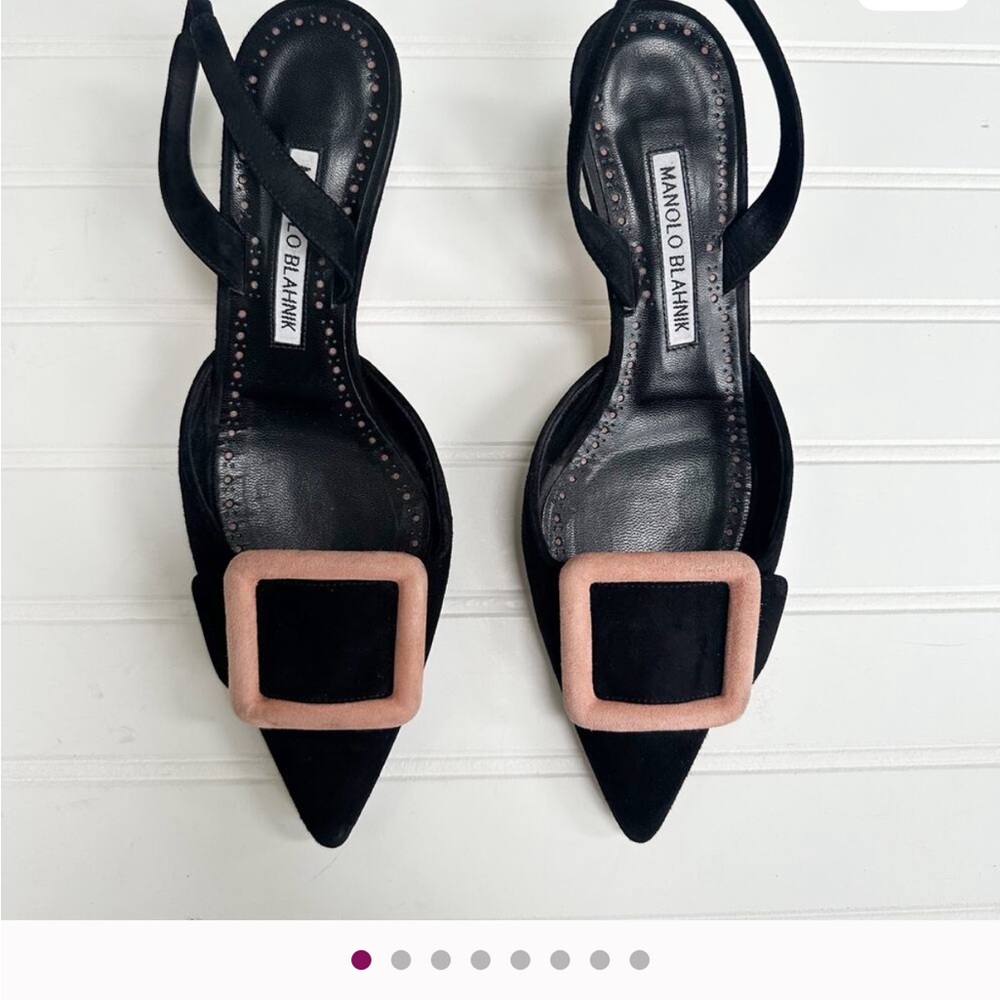 Manolo Blahnik Black Heels with Pink Accents
